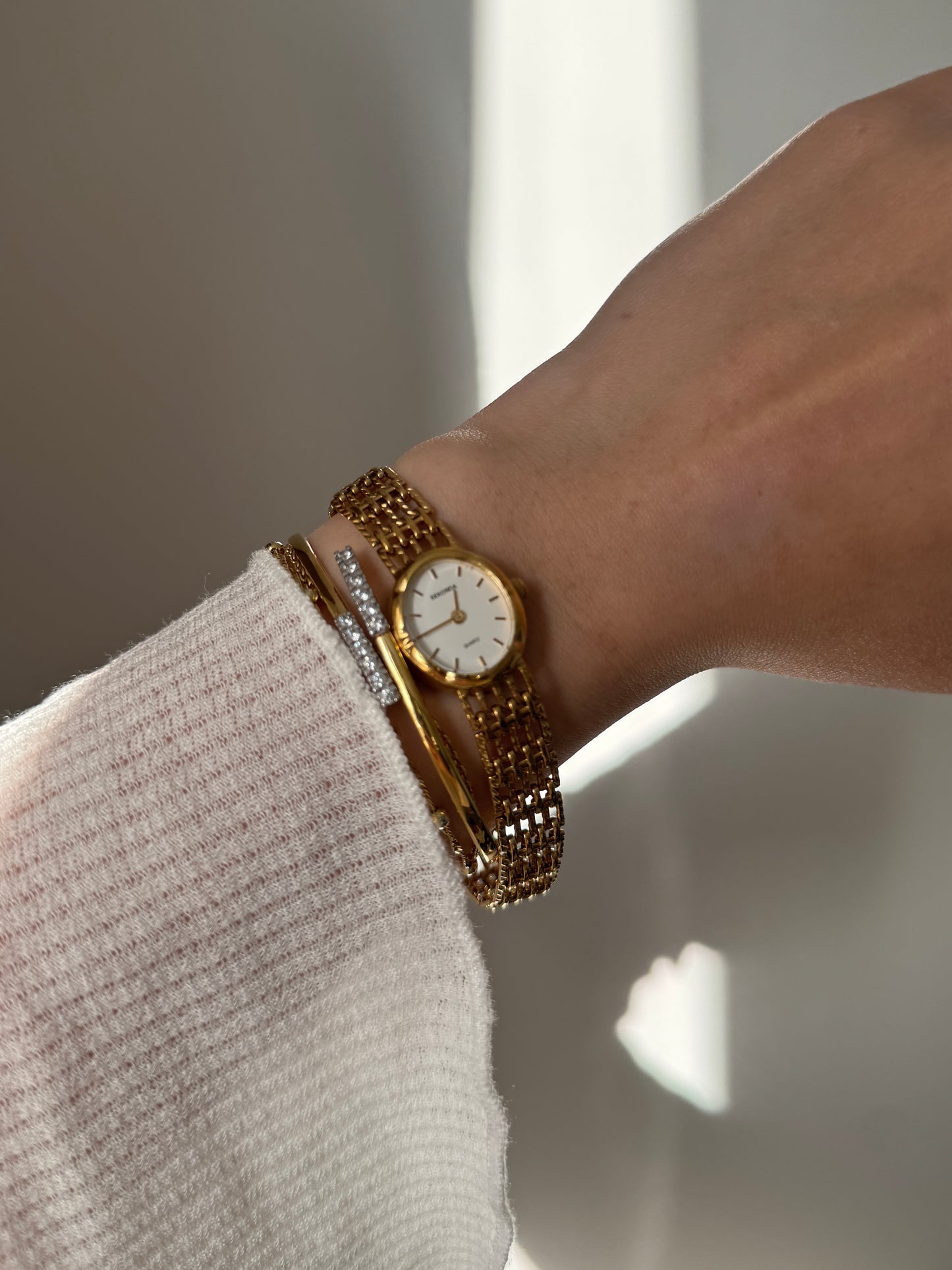 Sekonda white art deco dial 18k gold plated vintage watch