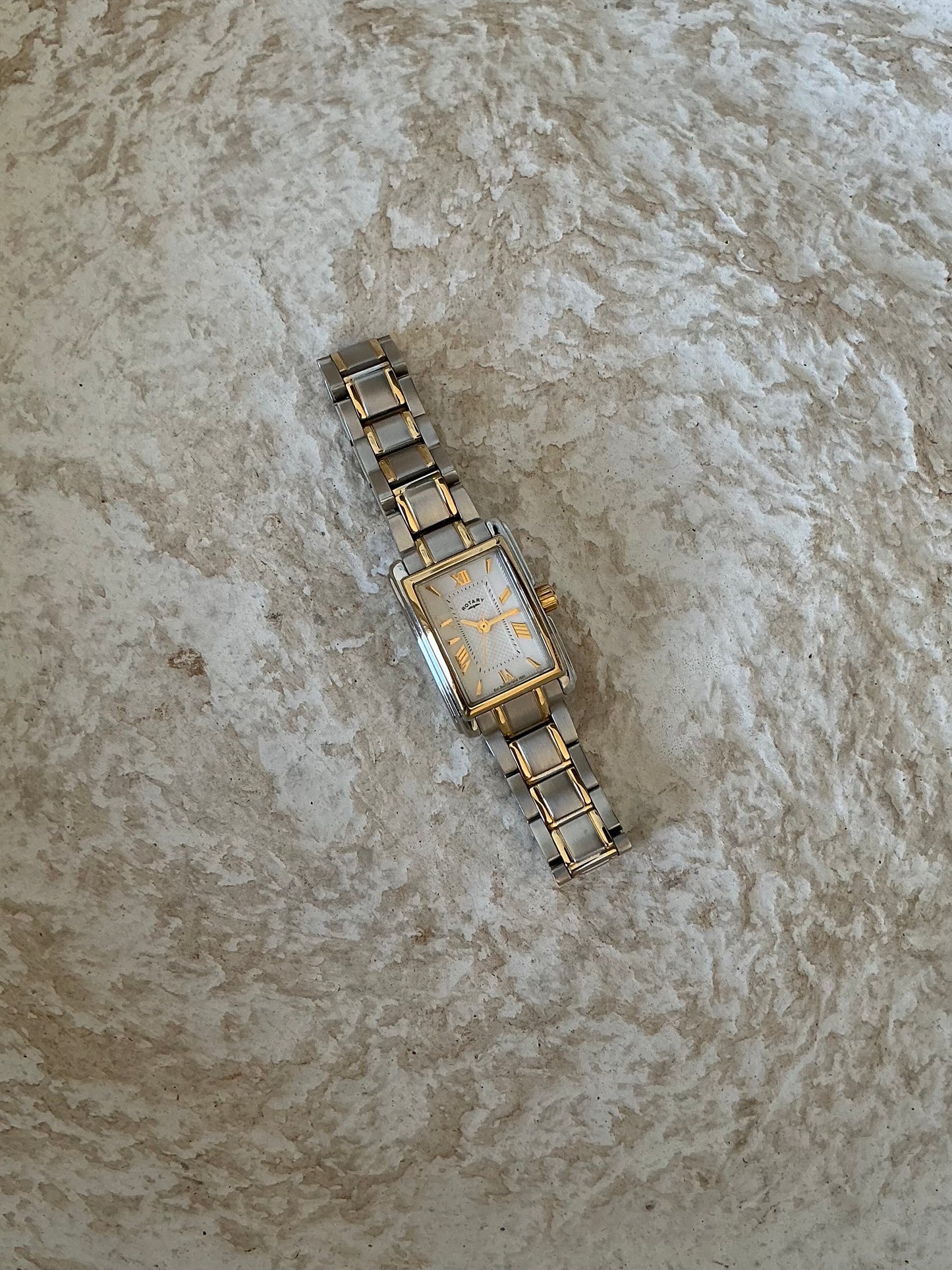 Rotary Dual tone tank quadrant vintage watch