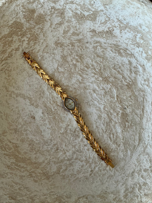 Marcel Drucker micro diamonds and mother of pearl vintage watch
