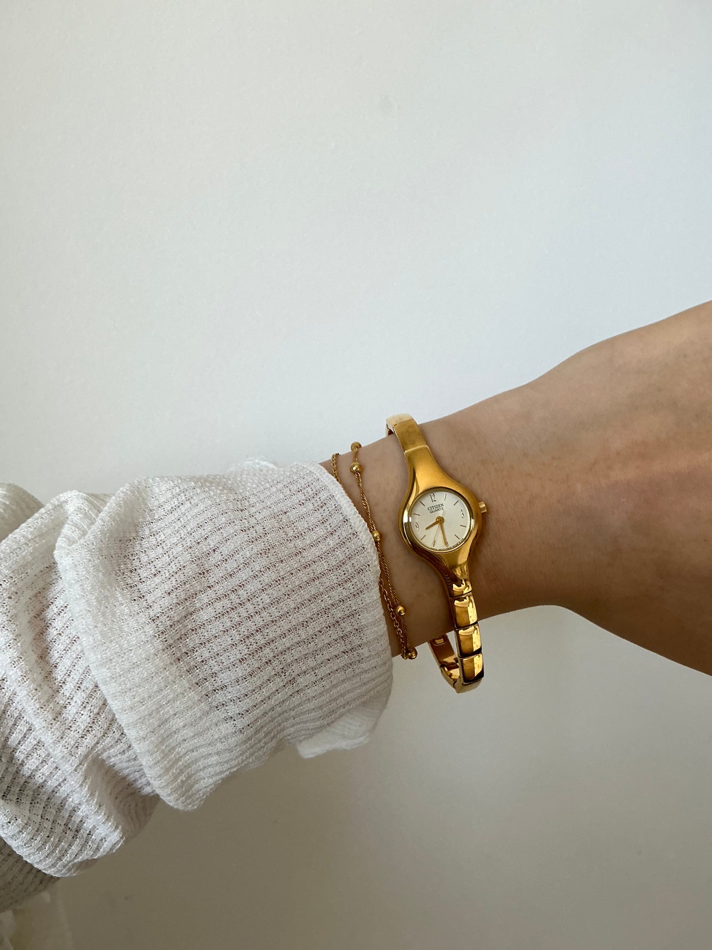 Citizen gold plated semi rigid bracelet style vintage watch