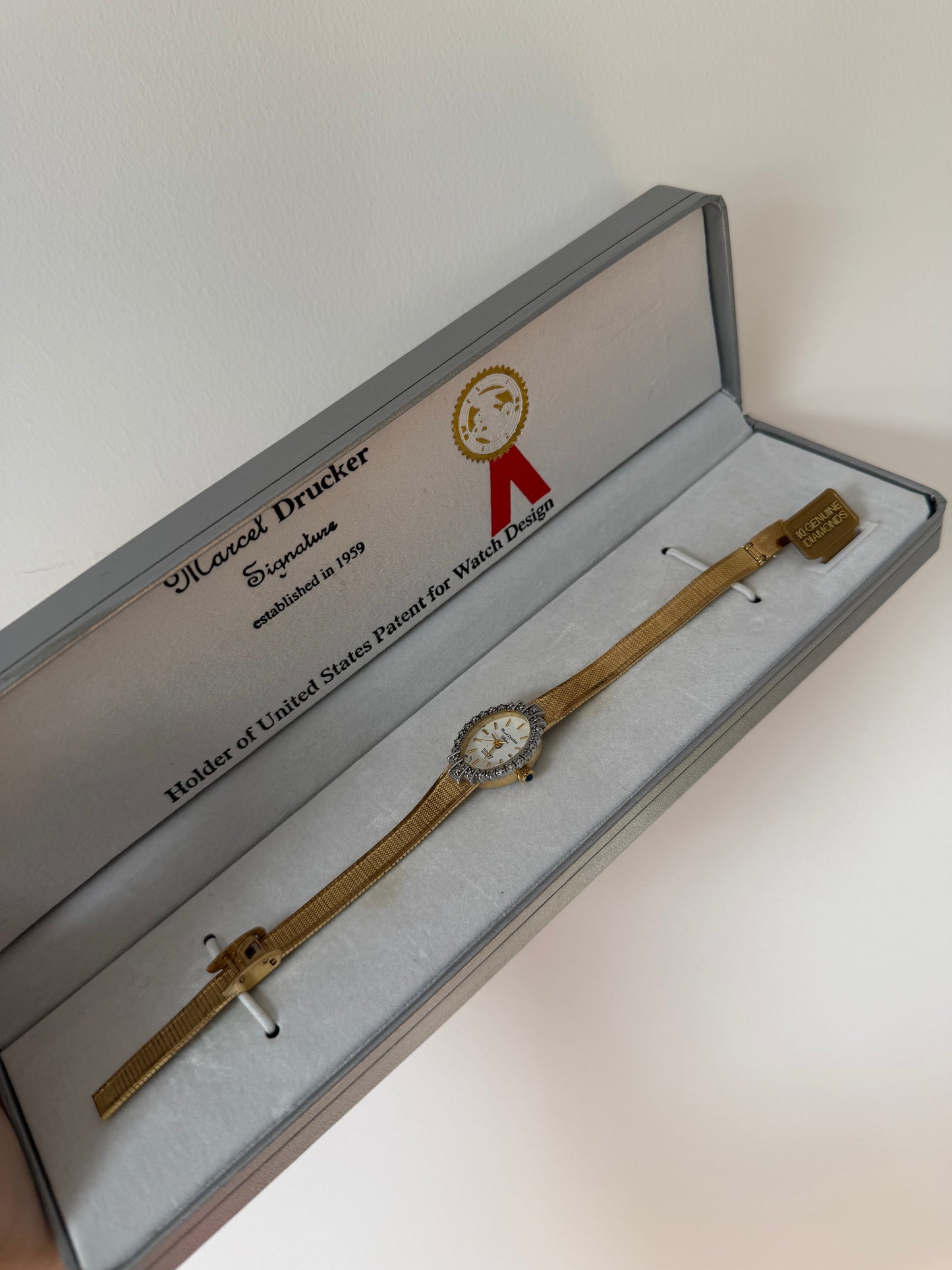 Marcel Drucker Authentic 10 diamonds and sapphire vintage watch