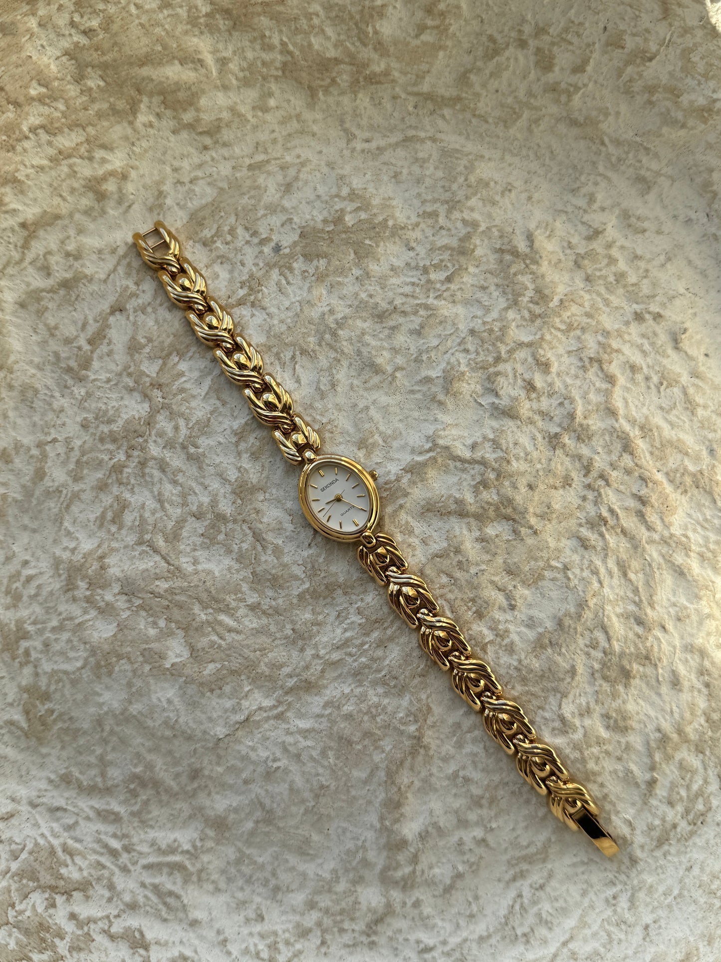 Sekonda 18k gold plated intricate bracelet vintage watch