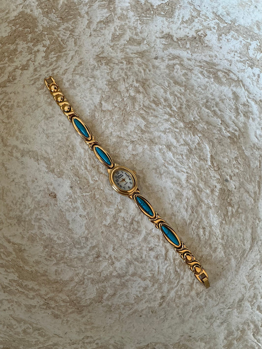 Paulo Franchi Mother of Pearl & Turquenite gemstones vintage watch